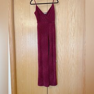 NWT Francesca’s Red Sparkly Jumpsuit